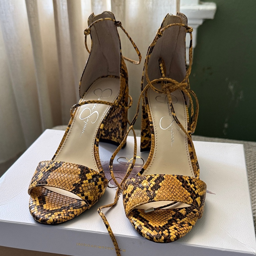 Jessica Simpson Yellow Snakeskin Heels